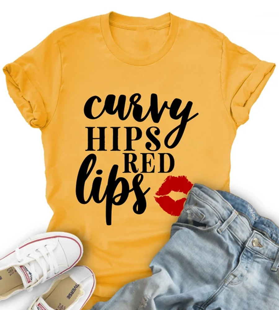 Curvy Hips Red Lips Shirt